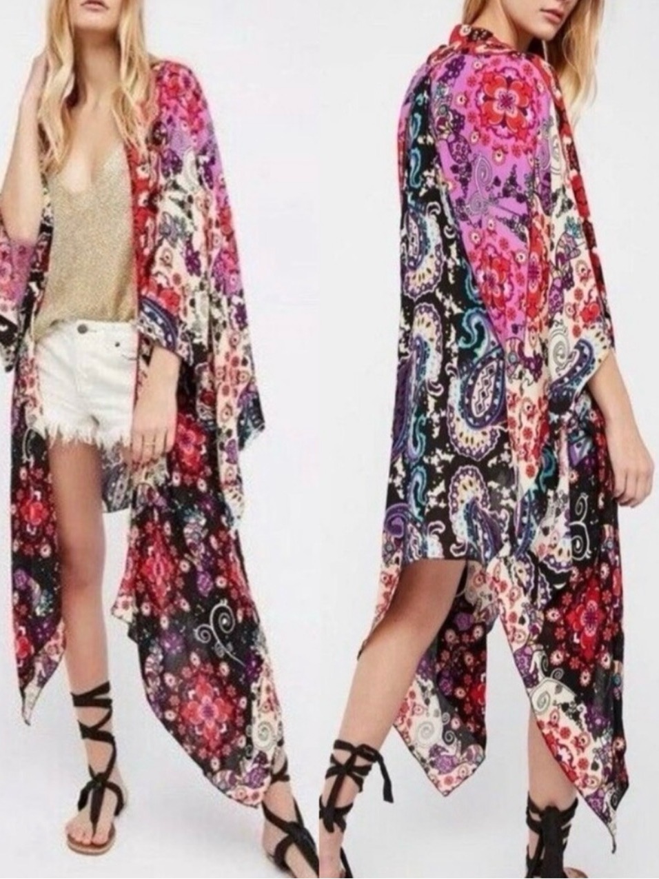 Free People Little Wing Mix Print Kimono
